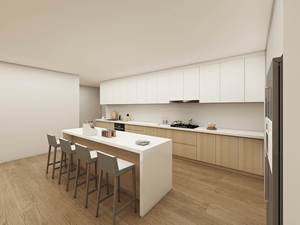 Ensemble de meubles de cuisine modernes avec évier, finition mélamine blanc et bois, dosseret imperméable - Product Image 2