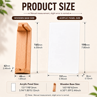 Cadre photo en acrylique vierge pour sublimation avec support en bois, personnalisable par transfert thermique