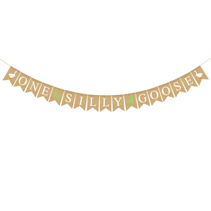 Goose Theme <strong>Half</strong> Way to One 1st Happy <strong>Birthday</strong> Burlap Swallow-tail <strong>Banner</strong> Bunting Baby Shower Party Decoration Supplies