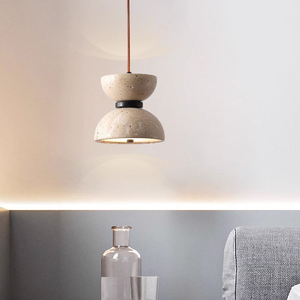 Lampe suspendue en pierre de travertin jaune naturel de luxe pour salon, lampe suspendue en bois bronze pour la décoration de la <span class=keywords><strong>maison</strong></span>, hôtel - Product Image 3