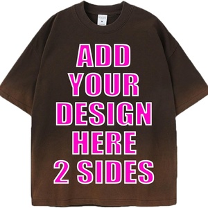 Camiseta Oversize Retro Americana de Hip-Hop Estampada de Manga Corta para Hombre y Mujer, Estilo Vintage Lavado, Tejido Holgado de Largo Extendido - Product Image 1