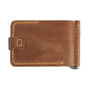 Men's Brown Vintage Retro Moneyclip Wallet Genuine Cowhide Credit Card Holder Crazy Horse Leather Money Clip Minimalist Wallets - Product Image 3