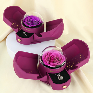 Coffret Cadeau Romantique pour Anniversaire de Mariage avec Tiroir et Double Ouverture, Boîte à <span class=keywords><strong>Bijoux</strong></span> Rose Éternelle pour Maman et <span class=keywords><strong>Femme</strong></span> - Product Image 3