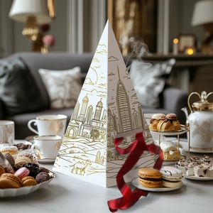 Sunshine Takeaway Pastry Packaging Custom Printed 4-Layer Triangle Pyramid <b>Box</b> with Handles Durable Paperboard Design - Product Image 4