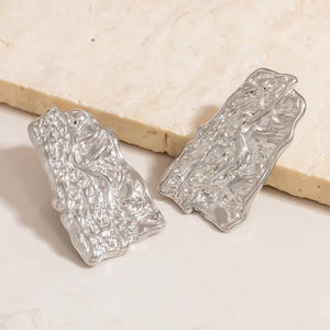 Stainless Steel <b>Stud</b> Earrings 18K Gold Plated <b>Titanium</b> Steel Geometric Texture Design For Women Fashion Jewelry - Product Image 4