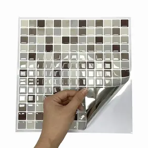 Braune selbstklebende Mosaik-Wandfliesen für Badezimmer Dusche Küche Kunst 3d Abziehen und Anbringen Backsplash-Wandfliese