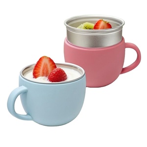 304 Stainless Steel Baby <b>Milk</b> Cup Toddler Tableware Set Silicone Coated Drop Proof Dishware for Children - Product Image 3