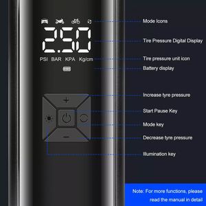 Compresseur d'air intelligent portable multifonction sans fil pour voiture avec pompe de gonflage filaire - Product Image 4