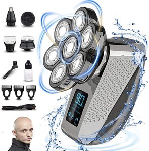 Dropshipping 5 in 1 Head Shaver for Men Electric Razor for Men Cordless with 7D Floating Shaving Heads Rotary Bald Head Shaver