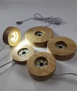 KOSTENLOSE MUSTER Kreative benutzer definierte Massivholz leuchtende LED-Basis Holz ständer halter für Home Decoration Nacht beleuchtung Kristall Geschenk