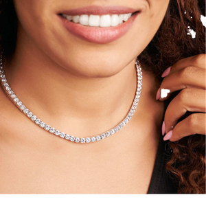 High Quality <b>Tennis</b> Chain 18K White Gold 5 Carat Cut Prong Setting Moissanite <b>Tennis</b> Design Engagement Women's Jewelry Set - Product Image 1