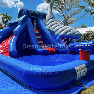 Tobogán acuático inflable de tiburón de PVC comercial <span class=keywords><strong>con</strong></span> <span class=keywords><strong>piscina</strong></span>, tobogán acuático para niños, tobogán húmedo y seco, <span class=keywords><strong>casa</strong></span> de rebote a la venta - Product Image 4