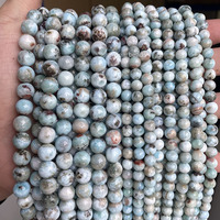 Perles de pierres semi-précieuses en larimar naturel de la République Dominicaine en gros pour la fabrication de bijoux 6mm 8mm, 19cm/38cm