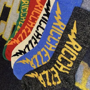 Designer Socks Mens Popular Best-selling Cotton Custom Reflective Logo Shiny Blend With Golden Silk Thread Socks Fiber For Men For Women