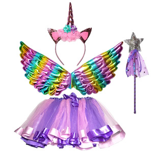 Disfraces de <span class=keywords><strong>Unicornio</strong></span> de Fantasía para Niñas, Disfraz de <span class=keywords><strong>Película</strong></span>, Vestido de Vacaciones, Vestido de Arcoíris de Año Nuevo, Alas, Tocado, Navidad, Halloween, Carnaval - Product Image 4