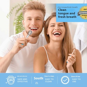 Dụng cụ cạo lưỡi silicon hình giọt nước với bàn chải 6 lỗ làm sạch lưỡi bằng thép không gỉ để giảm hôi miệng - Product Image 5