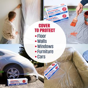 Bâche plastique Weather-All pour peintres, 9' x 400', 0,31 mil HDPE, rouleau transparent, usage multi-usage - Product Image 1