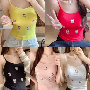 Camisola sin mangas, chaleco de dibujos animados japoneses, camiseta sin mangas con tirantes finos, camisolas para mujer, <span class=keywords><strong>Top</strong></span> sin espalda, camisetas sin mangas de nailon para mujer - Product Image 2