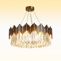 Lustre moderne de luxe en cristal pour hall d'entrée et escaliers, doré et noir, luminaire de plafond haut design créatif pour mariage et maison