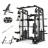 Máquina de Gimnasio Multifuncional con Cable Cruzado, Rack de Sentadillas, Banco Ajustable, Pila de Pesas de Acero y Máquina Smith para Entrenamiento de Fuerza Moderno