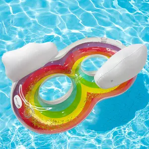 Mới dành cho người lớn Inflatable long lanh cầu vồng bơi vòng PVC bơi vòng với tựa lưng Inflatable Bơi vòng nổi ghế