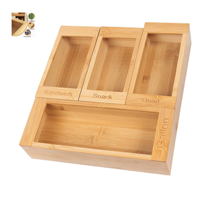 Gallon Quart Sandwich Snack Kitchen Storage Organizer Bamboo Ziplock Bag Organizer Storage Ziplock Organizer For Drawer
