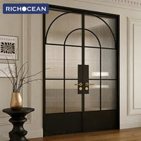 Portes intérieures minimalistes RICHOCEAN en aluminium et verre, étanches, avec cloisons en verre dépoli pour maisons