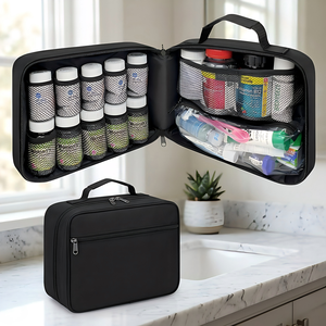 Bolsa de Almacenamiento de Medicamentos Grande Personalizada para Viajes y Uso Doméstico con 10 Bolsillos, Organizador de Pastillas Turquesa - Product Image 1