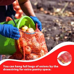 Bolsas de malla personalizables para cebollas, reutilizables con cordón, para almacenamiento de productos frescos, verduras, leña - Uso agrícola - Product Image 4