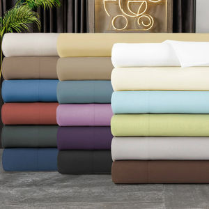 Juego de fundas de cama de Hotel De satén baratas 200TC 100% algodón liso de lino blanco sábana de cama lisa - Product Image 5