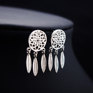 Nouvelles Boucles d'Oreilles Pendante en Alliage Tendance Style Bohème <span class=keywords><strong>Attrape</strong></span>-rêves Plume pour Femmes Filles Cadeau Bijoux de Mode - Product Image 1