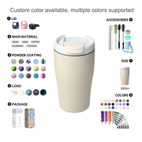 Mug à café isotherme minimaliste en acier inoxydable de 250 ml, réutilisable, avec couvercle, pour le bureau et l'extérieur