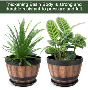 Maceta de <span class=keywords><strong>madera</strong></span> imitada, macetas de jardín de plástico PP de uso duradero para exteriores o interiores - Product Image 5