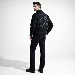 Veste bomber en denim rétro Alcatraz Star pour homme Wangsheng, respirante, style américain, col montant, logo frontal, chaînes de hanche - Product Image 6