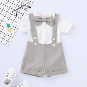 Ropa de verano para bebé, trajes de cumpleaños para caballero, vestido de fiesta, algodón suave para Recién Nacido + cinturón, conjunto de pantalones para niño - Product Image 2