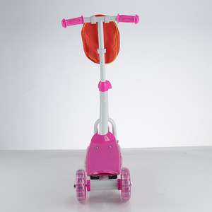 Patinete de tres ruedas para niños con luces y cesta, altura ajustable, para edades de 2 a 7 años, color rosa - Product Image 2