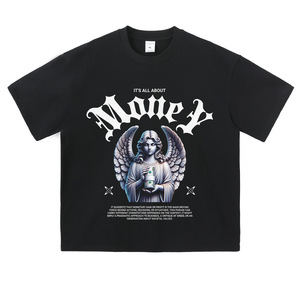 T-shirt respirant 100 % coton, coupe ample et oversize, à manches courtes, imprimé lettres couple, style streetwear usé, nouveauté 2026 - Product Image 2