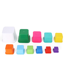 GIRNAR Torre de apilamiento de 11 piezas de colores, 9 de los 11 bloques tienen estampados de animales dibujados en la parte superior, desarrolla la coordinación entre mano y ojo - Product Image 2