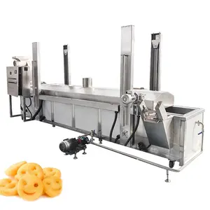 Automatic conveyor belt snack broad beans potato fries pork rinds industrial continuous frying machine
