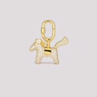 Porte-clés de luxe plaqué or avec strass, motif animal mignon, fleur, fraise, breloque brillante pour sac à main, pendentif pour sac, cadeau pour femme