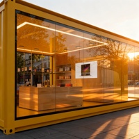 Conteneurs de bureau en acier de style industriel minimaliste et luxueux, bâtiments préfabriqués modulaires pour l'espace de travail commercial