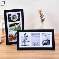 Bingkai Foto Kolase Tiga Lubang MDF Hitam Kustom Grosir, Bingkai Pajangan Multi Foto 3 Gambar untuk Dekorasi Rumah dan Hadiah