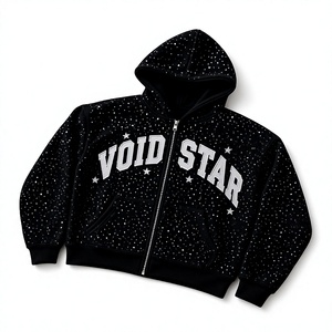 เสื้อฮู้ดซิปพิมพ์ลาย Void Star สำหรับผู้ชาย สีดำ ลายจุด สวมใส่สบายๆ ในฤดูใบไม้ร่วง ทรงปกติ ผ้าถักโพลีเอสเตอร์ - Product Image 3