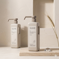 Vente en gros de conteneurs de bouteilles de shampoing vides carrées en plastique personnalisées de luxe PE-HD pour détergents liquides avec logo pompe