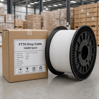 Câble de branchement FTTH intérieur à fibre optique, 1 fibre, non métallique, avec élément de renforcement, monomode, pour réseau haut débit domestique, câble de pose en conduit