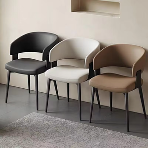 Chaise de salle à manger minimaliste italienne, fauteuil de restaurant haut de gamme de luxe, chaise de salle à manger à dossier rembourré design - Product Image 2