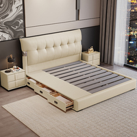 Modernes Lederbett mit Stauraum und Kiefernholzrahmen Umweltfreundliches Design für Schlafzimmer, Villen & Apartments
