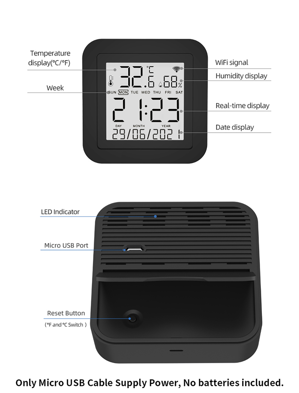 Tuya Smart WiFi Universal IR Remote Temperature Humidity Sensor for Air Conditioner TV AC Works Smart IR Humidity sensor