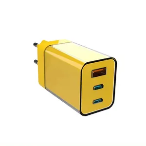 黄色壁式充电器65w大功率20V3.25A USB A USB C接口新解决方案充电器