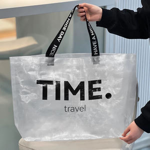 Commercio all'ingrosso moda trasparente <span class=keywords><strong>PP</strong></span> tessuto di plastica Tote borsa Eco- Friendly riciclato laminato tessuto borsa con manico - Product Image 4
